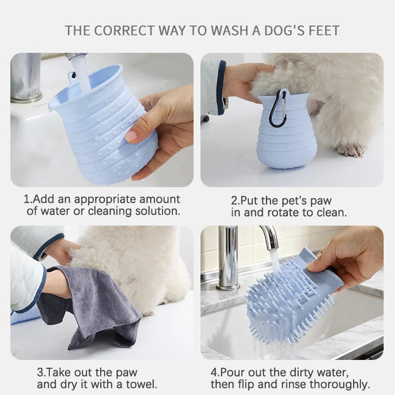 2 in 1 Portable Dog Paw Cleaner Cup with Towel Soft Silicone Pet Foot Washer for Small Medium Dogs Pet Home Grooming Supplies