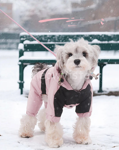 Graphene Heating Winter Dog Coat Windproof Waterproof Hooded Four‑Legged Pet Jumpsuit Cotton Down Puppy Sweatshirt Clothing