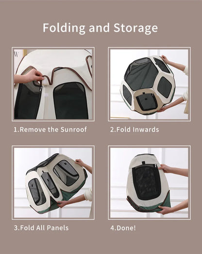 Portable Foldable Semi-Enclosed Pet Tent House Cozy Hexagon Waterproof Oxford Cloth Outdoor Pet Fence for Cats Cosas Para Gatos