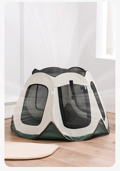 Portable Foldable Semi-Enclosed Pet Tent House Cozy Hexagon Waterproof Oxford Cloth Outdoor Pet Fence for Cats Cosas Para Gatos