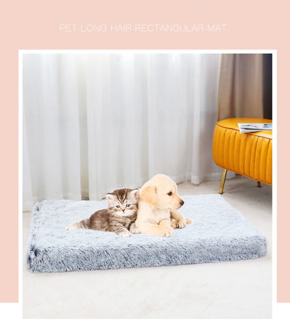 Luxurious Cozy Square Plush Large Dog Bed Thickened Washable Pet Sofa Bed with Non-Slip Detachable Cover Pet Indoor Furniture