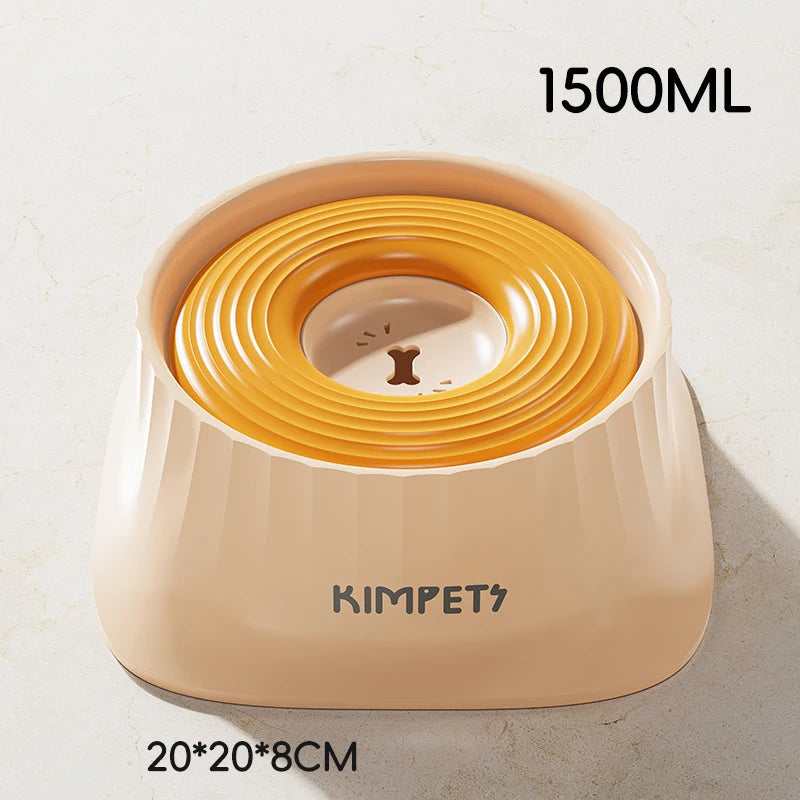 Non-Slip Floating Dog Water Bowl Anti-Messy Splash Proof 1.5L Large Capacity Slow Feeder Dog Bowl Pet Food Storage Container