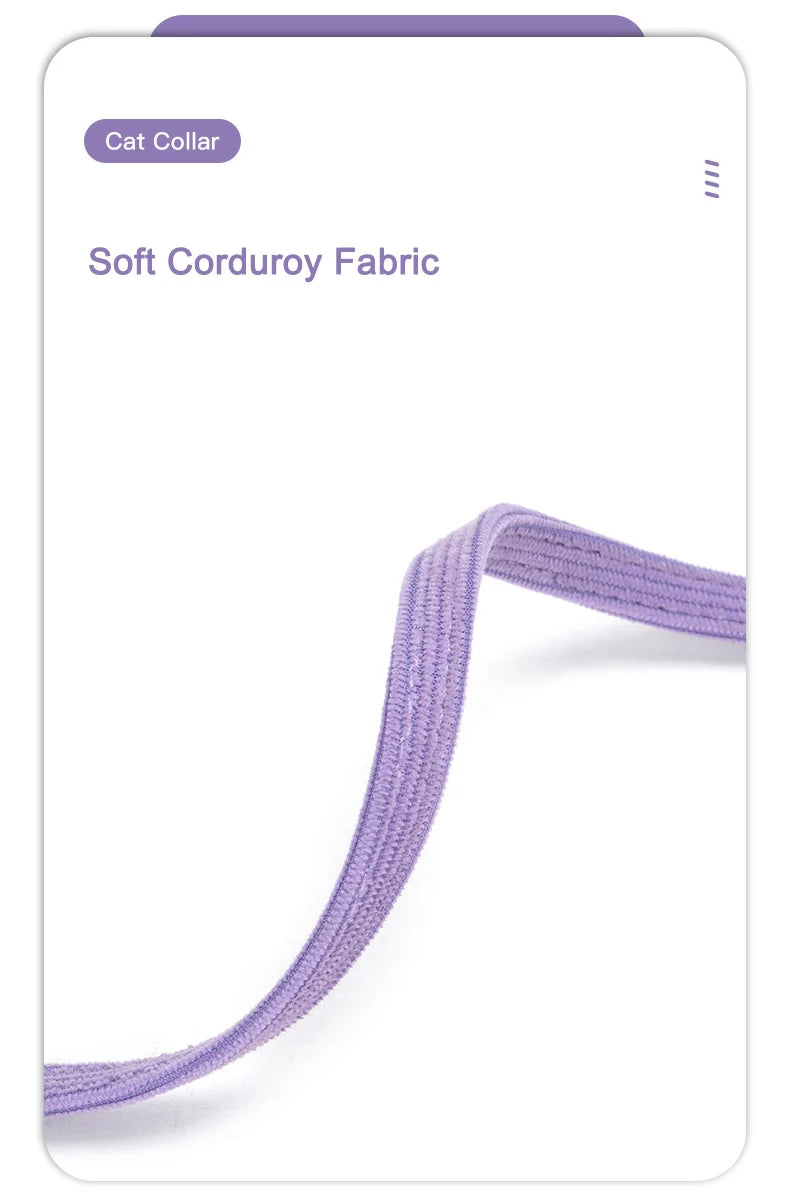 Adjustable Custom Engraved Cat Collar with Bell Anti-lost Durable Comfortable Soft Corduroy Kitten ID Collar Pet Safety Necklace