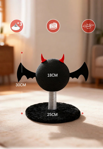 Wear-resistant Sisal Cat Scratching Ball Toy Stable Shak Spring Black Devil Design Cat Scratch Tower Halloween Gatto Accessori