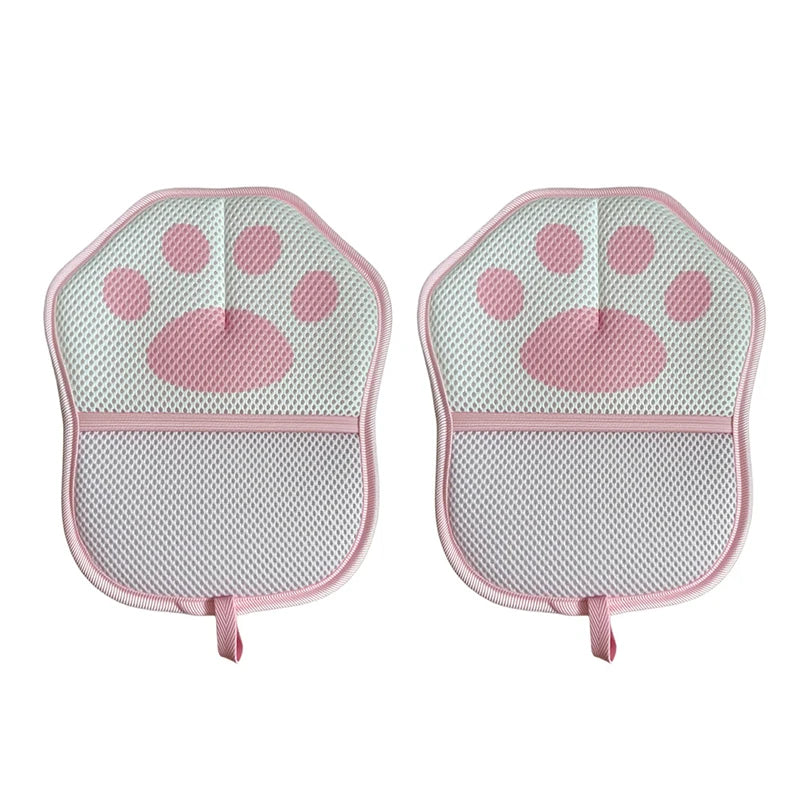 2 Pcs Breathable Double-sided Pet Hair Remover Gloves Reusable Self Cleaning Electrostatic Dog Massage Brush Pets Grooming Tool