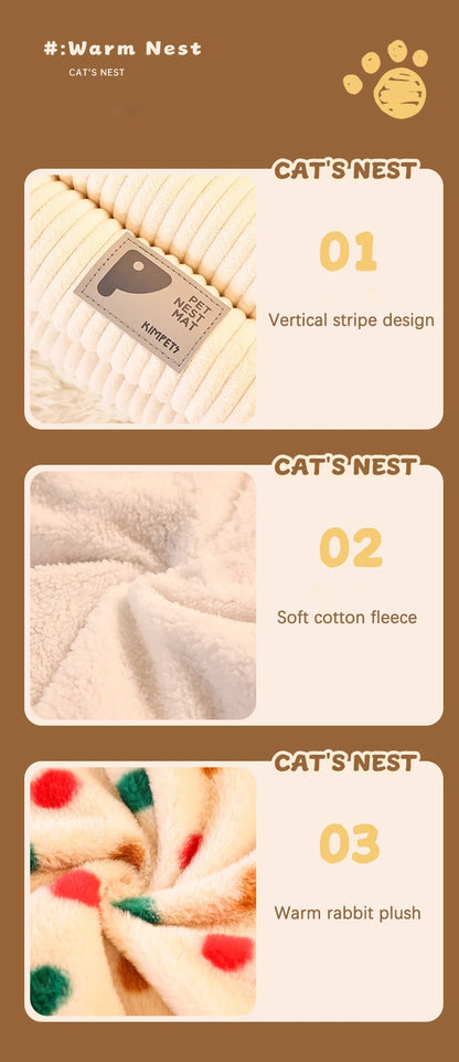 Fashion Dot Design Pet Sleeping Bag Luxury Double Sided Rabbit Fur Indoor Enclosed Warm Cat Bed Christmas New Year Pet Products