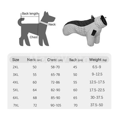 Color‑blocked Four‑Legged Large Dog Winter Coat Comfortable Windproof Reflective Dog Jumpsuit with D‑Ring for Doberman Labrador