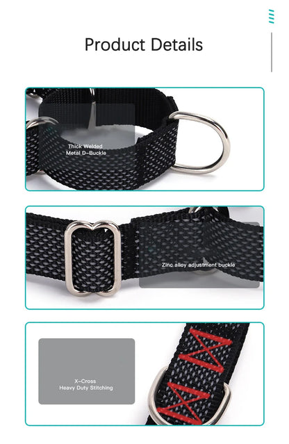Personalized Martingale Dog Collar with Custom Name Adjustable Anti-Escape No Pull Training Collar for Dogs Pet Safety Accessory