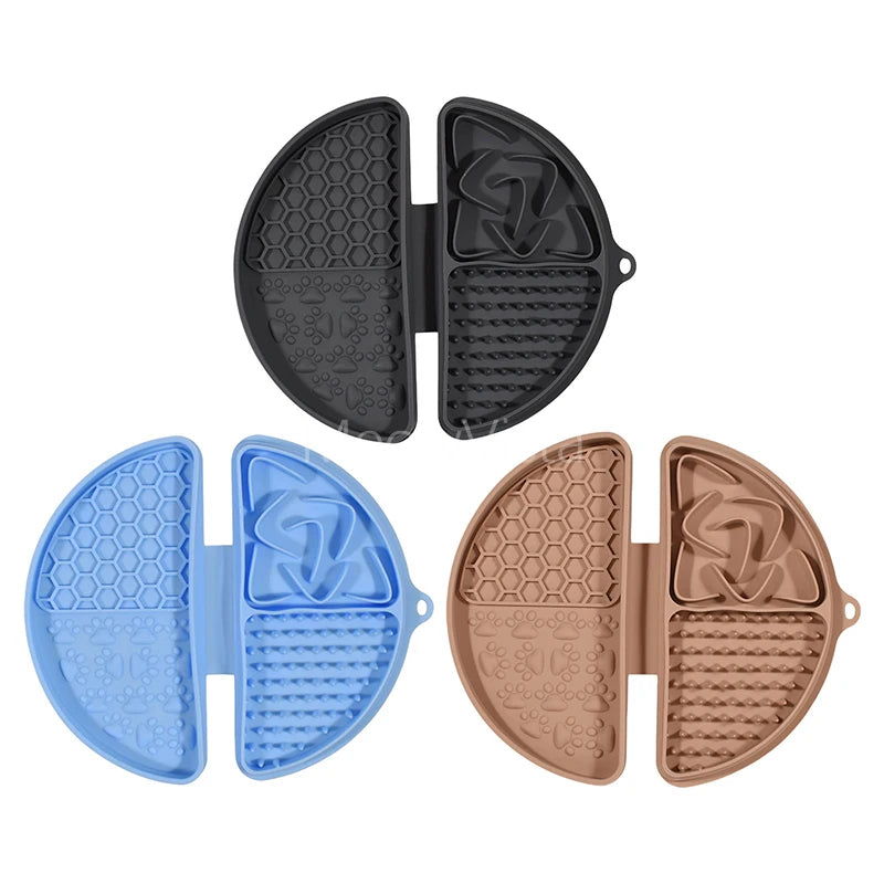4-in-1 Portable Foldable Silicone Pet Lick Mat Non-Slip Anti-Choking Dog Slow Feeder for Bathing Distraction & Food Training