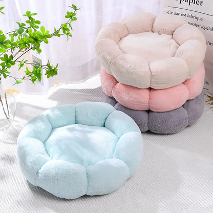 40-60cm Luxury Comfortable Cat Bed Breathable Soft Long Plush Unique Flower-Shaped Indoor Sleeping Dog Mat Pet Supplies