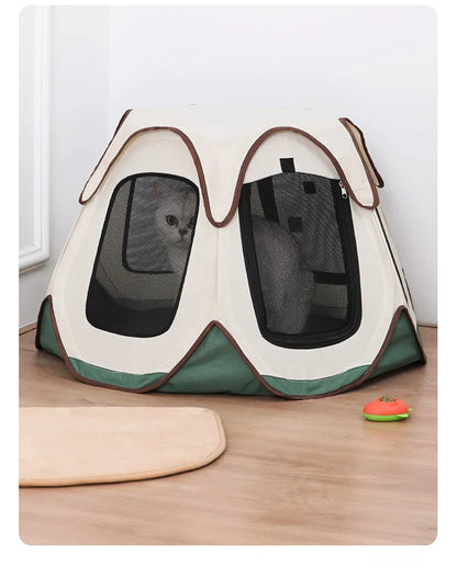 Portable Foldable Semi-Enclosed Pet Tent House Cozy Hexagon Waterproof Oxford Cloth Outdoor Pet Fence for Cats Cosas Para Gatos