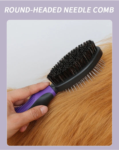 Practical 2-Piece Cat Grooming Brush Glove Durable Double-sided Open Knoting Comb Bath Massage Brush Set Pet Bathing Equipment