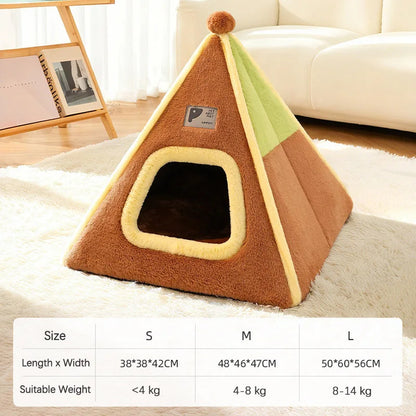 Winter Warm Enclosed Cat Tent Bed with Removable Cushion Portable Stable Luxurious Cozy Pet House for Small Dogs Pet Supplies