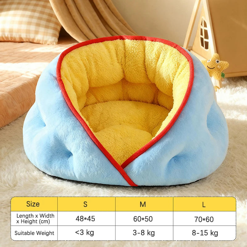 Winter Thiened Wrapped Plush Small Dog Sofa Bed Semi-enclosed Skin-friendly Breathable Pet House Teddy Pomeranian Accessories