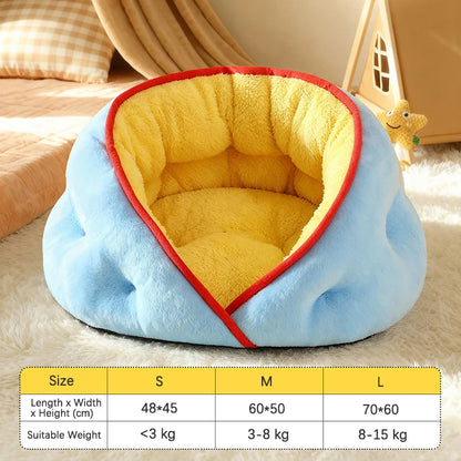 Winter Thiened Wrapped Plush Small Dog Sofa Bed Semi-enclosed Skin-friendly Breathable Pet House Teddy Pomeranian Accessories