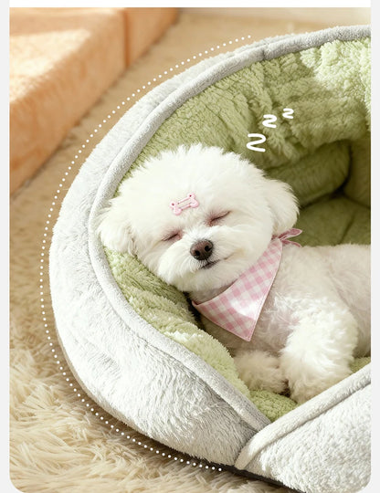 Winter Thiened Wrapped Plush Small Dog Sofa Bed Semi-enclosed Skin-friendly Breathable Pet House Teddy Pomeranian Accessories