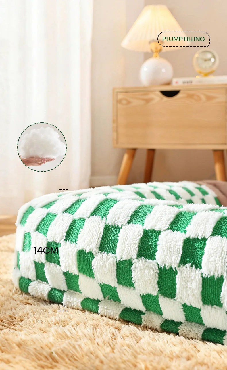 Fashion Plaid Large Square Pet Bed Removable Winter Warmth Comfortable Indoor Deep Sleeping Puppy Cat Mat Mata Wechowa Dla Psow