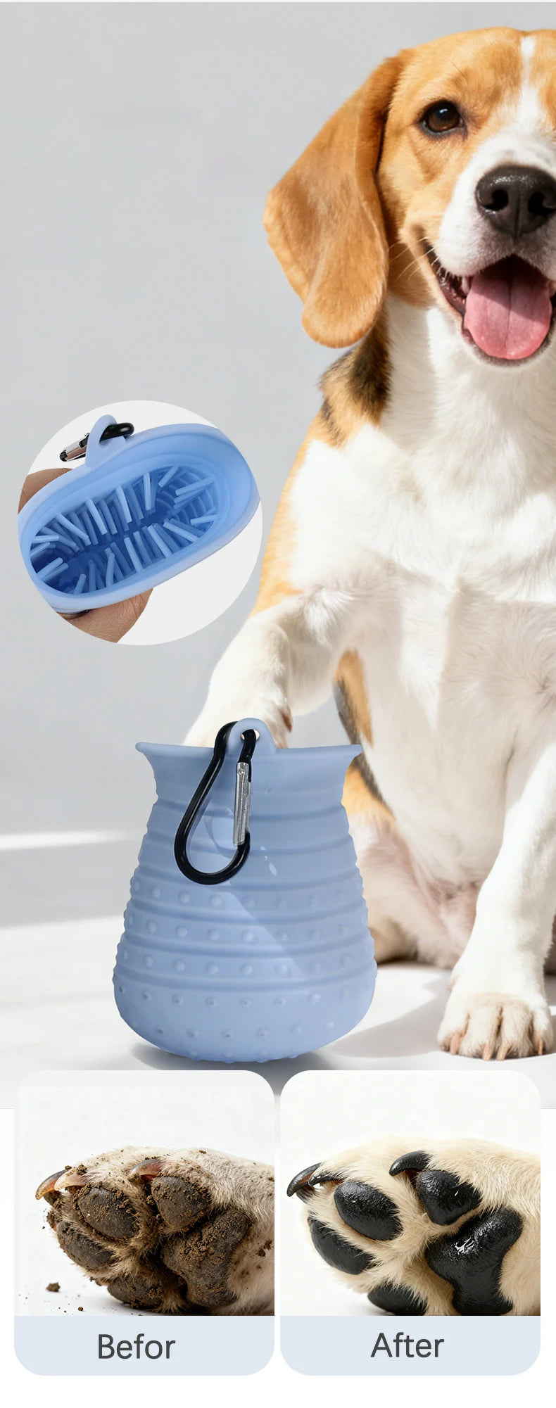 2 in 1 Portable Dog Paw Cleaner Cup with Towel Soft Silicone Pet Foot Washer for Small Medium Dogs Pet Home Grooming Supplies