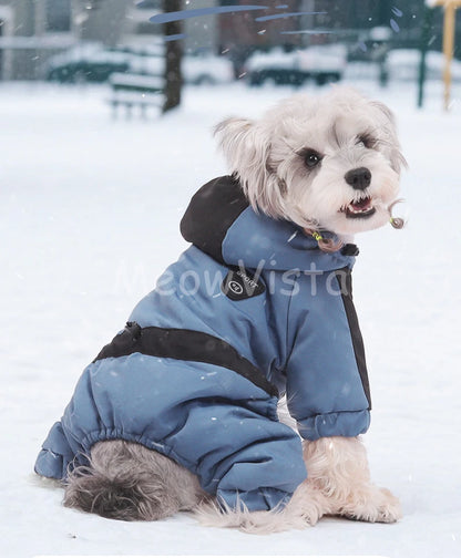 Graphene Heating Winter Dog Coat Windproof Waterproof Hooded Four‑Legged Pet Jumpsuit Cotton Down Puppy Sweatshirt Clothing