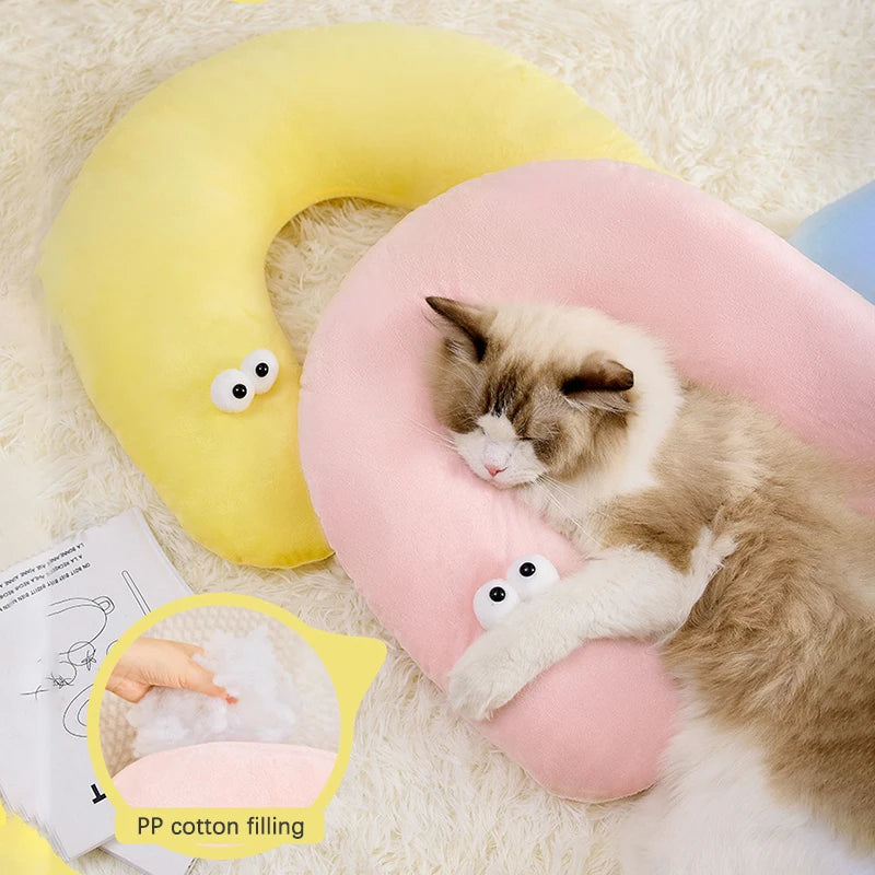 Cute U-Shaped Pet Little Pillow Four Seasons Universal Neck Protector Comfortably Sleeping Cat Coussin Chat Pets Nest Supplies