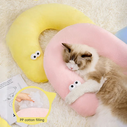 Cute U-Shaped Pet Little Pillow Four Seasons Universal Neck Protector Comfortably Sleeping Cat Coussin Chat Pets Nest Supplies