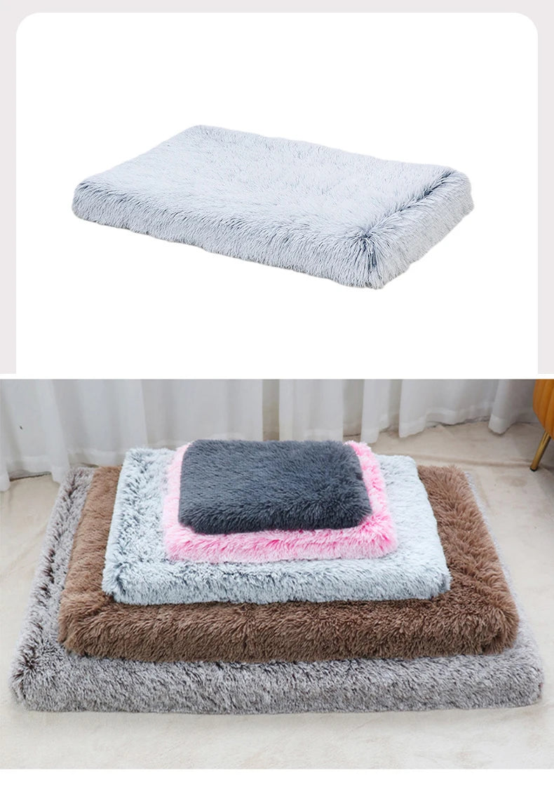 Luxurious Cozy Square Plush Large Dog Bed Thickened Washable Pet Sofa Bed with Non-Slip Detachable Cover Pet Indoor Furniture