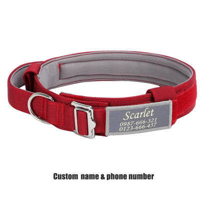 Custom Tactical Dog Collar Soft Padded Nylon with Removable Name Tag Adjustable Anti-lost Collar for Large Dogs Pitbull Bulldog