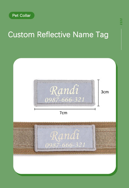 Custom Tactical Dog Collar Soft Padded Nylon with Removable Name Tag Adjustable Anti-lost Collar for Large Dogs Pitbull Bulldog