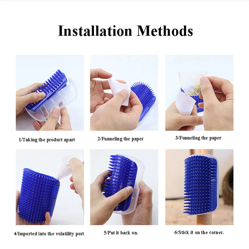 Softer Cat Scratcher Massager Comb Removable Hair Removal Beauty Clean Corner Brush for Kitten with Catnip Cat Accessories