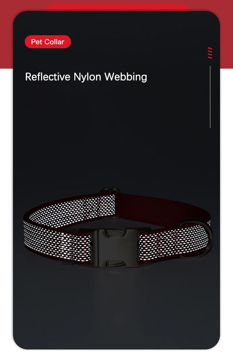 Personalized Nylon Dog Collar with Free Engraving Durable Reflective  Anti-lost Buckle Necklace for Dogs Daily Walking Training