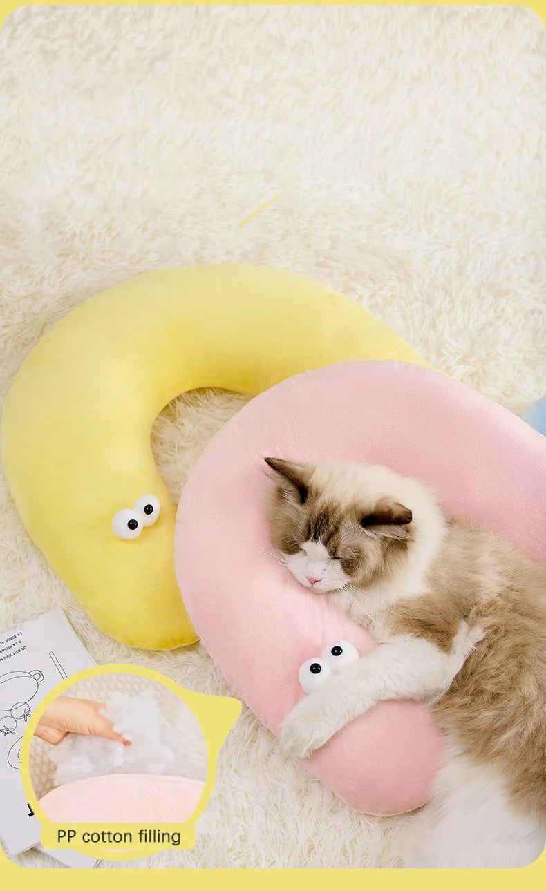 Cute U-Shaped Pet Little Pillow Four Seasons Universal Neck Protector Comfortably Sleeping Cat Coussin Chat Pets Nest Supplies