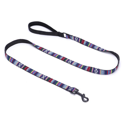 Bohemian Striped Dog Collar Custom Engraved with Rose Gold Buckle Personalized Nylon Collar for Small Large Dogs Daily Walking
