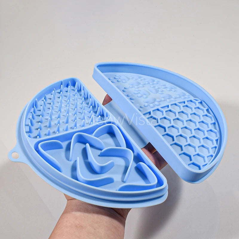 4-in-1 Portable Foldable Silicone Pet Lick Mat Non-Slip Anti-Choking Dog Slow Feeder for Bathing Distraction & Food Training