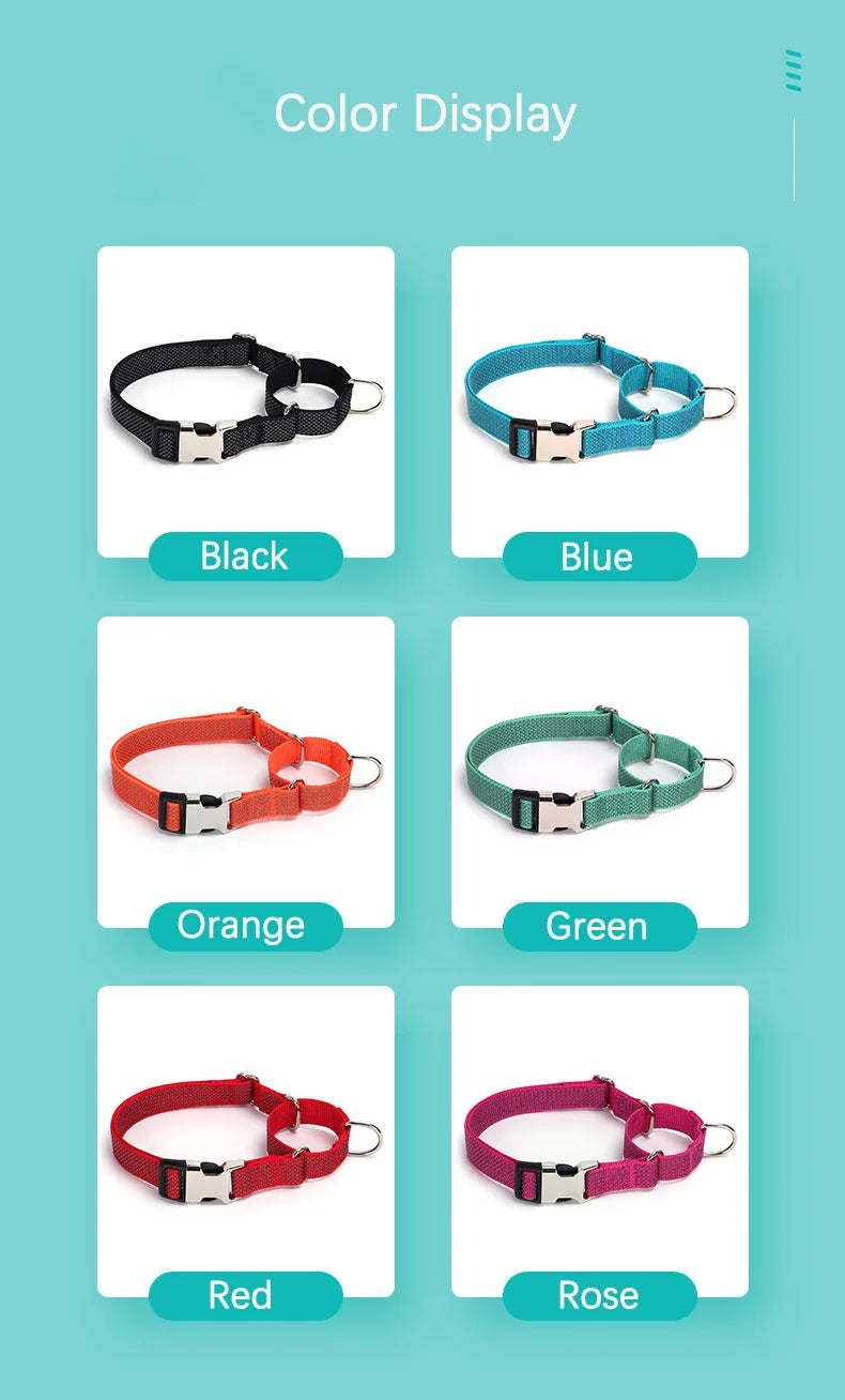 Personalized Martingale Dog Collar with Custom Name Adjustable Anti-Escape No Pull Training Collar for Dogs Pet Safety Accessory