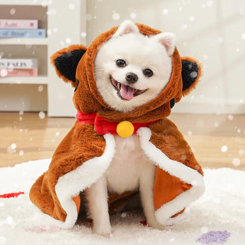 Warmth Polyester Fiber Tiger Costume Puppy Cat Cape Winter Thickened Funny Cosplay Pet Clothing Jumpsuit Roupa Para Cachorro