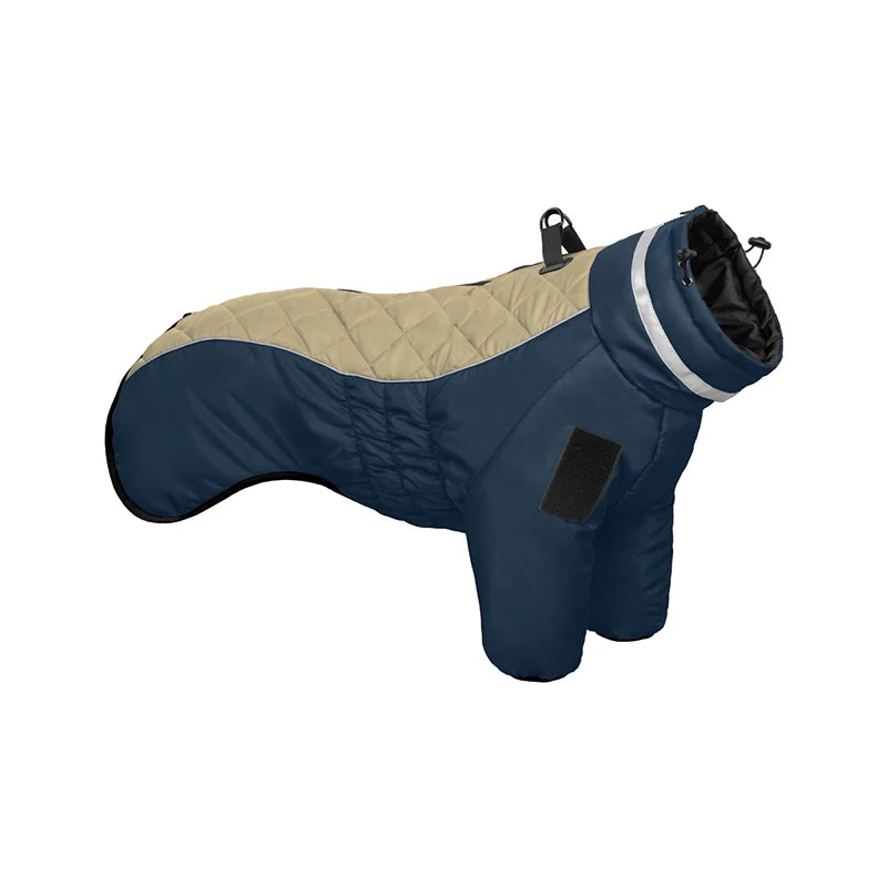 Color‑blocked Four‑Legged Large Dog Winter Coat Comfortable Windproof Reflective Dog Jumpsuit with D‑Ring for Doberman Labrador