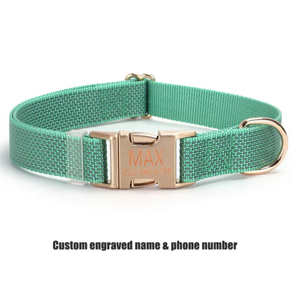 Personalized Nylon Dog Collar with Free Engraving Durable Reflective  Anti-lost Buckle Necklace for Dogs Daily Walking Training