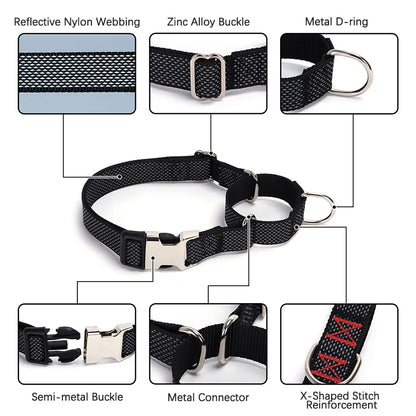 Personalized Martingale Dog Collar with Custom Name Adjustable Anti-Escape No Pull Training Collar for Dogs Pet Safety Accessory