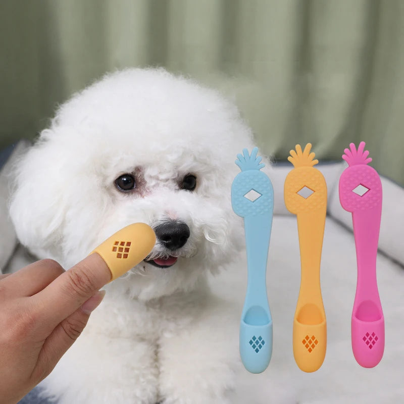 3pcs Soft Silicone Pet Finger Toothbrush Multifunctional Tear Stains Eye Chin Oral Care Finger Brush Pet Cleaning Grooming Tools