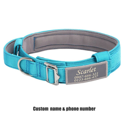 Custom Tactical Dog Collar Soft Padded Nylon with Removable Name Tag Adjustable Anti-lost Collar for Large Dogs Pitbull Bulldog