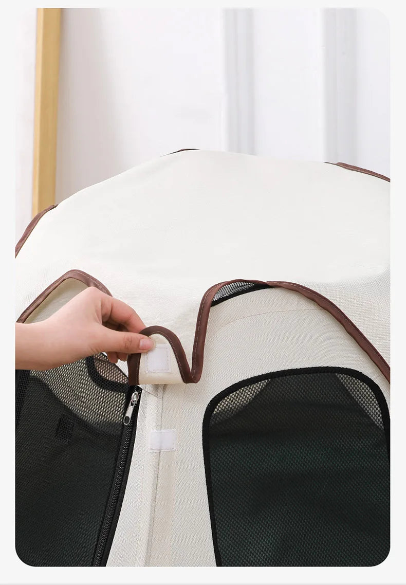 Portable Foldable Semi-Enclosed Pet Tent House Cozy Hexagon Waterproof Oxford Cloth Outdoor Pet Fence for Cats Cosas Para Gatos