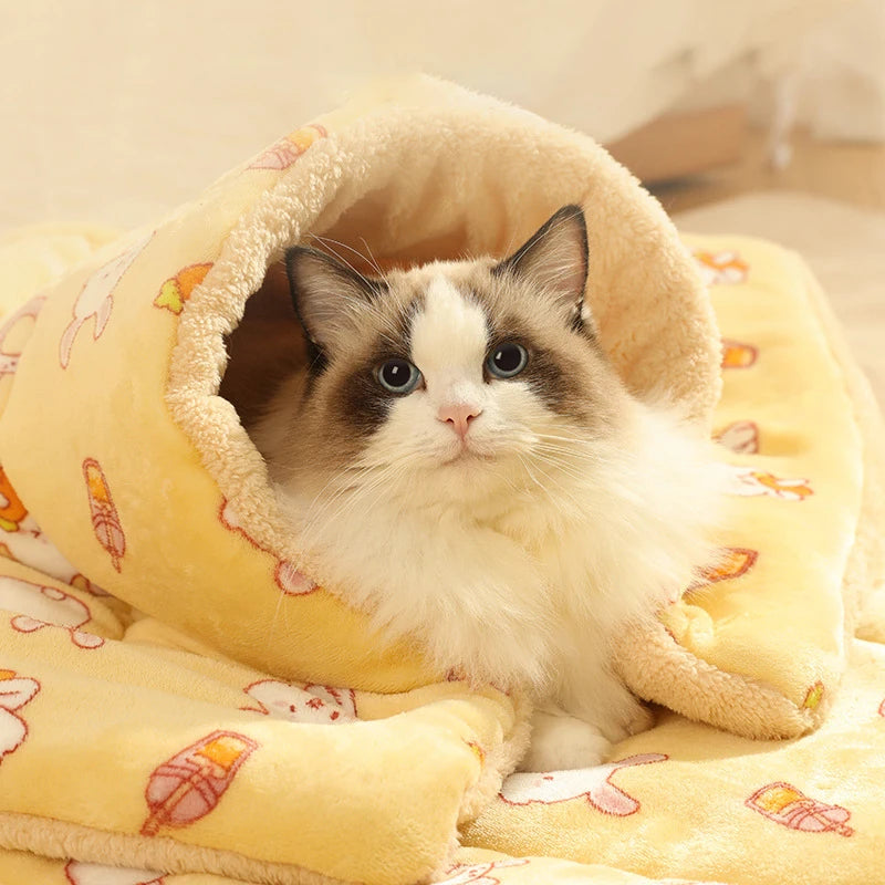Thickened Soft Fleece Pet Blankets Foldable Autumn Winter Home Keep Warm Comfortable Sleeping Fluffy Cat Bed Mat Pets Accessorie