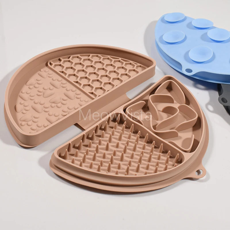 4-in-1 Portable Foldable Silicone Pet Lick Mat Non-Slip Anti-Choking Dog Slow Feeder for Bathing Distraction & Food Training