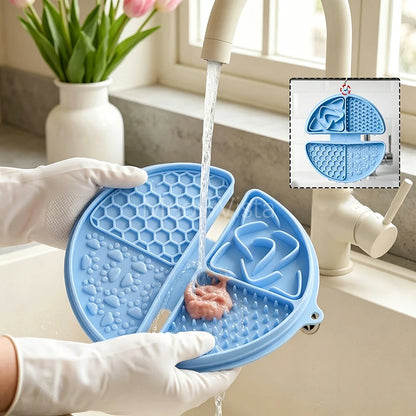 4-in-1 Portable Foldable Silicone Pet Lick Mat Non-Slip Anti-Choking Dog Slow Feeder for Bathing Distraction & Food Training