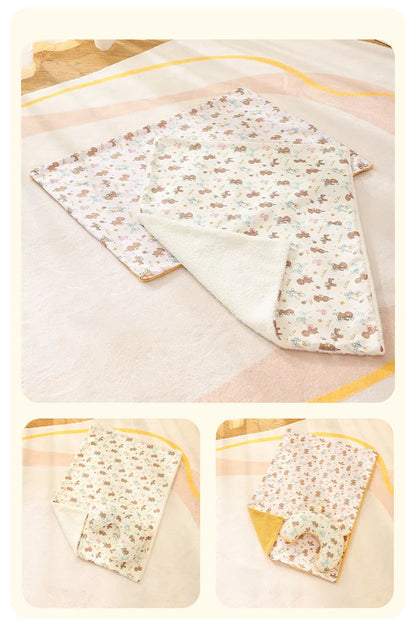 Soft Fluffy Pet Blanket with Pillow Double-sided Design Cute Printed Winter Soft Warm Sleeping Cat Bed Puppy Kitten Supplies