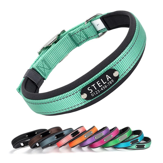 Personalized Reflective Dog Collar with Detachable Name Tag Soft Neoprene Padded Adjustable Nylon Collar for Dogs Pet Pitbulls