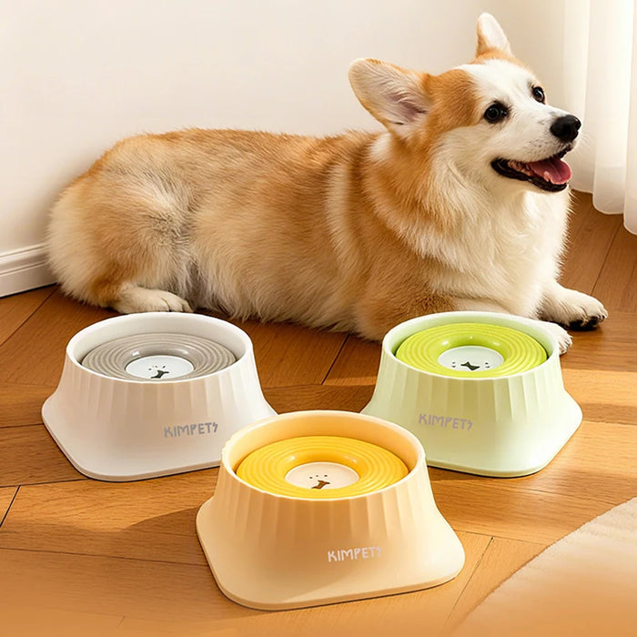 Non-Slip Floating Dog Water Bowl Anti-Messy Splash Proof 1.5L Large Capacity Slow Feeder Dog Bowl Pet Food Storage Container