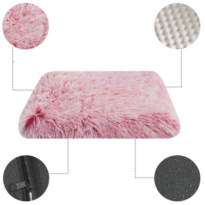 Luxurious Cozy Square Plush Large Dog Bed Thickened Washable Pet Sofa Bed with Non-Slip Detachable Cover Pet Indoor Furniture