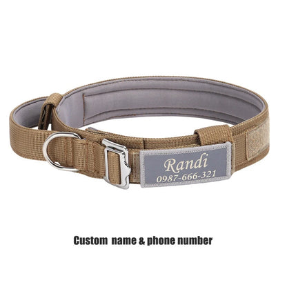 Custom Tactical Dog Collar Soft Padded Nylon with Removable Name Tag Adjustable Anti-lost Collar for Large Dogs Pitbull Bulldog