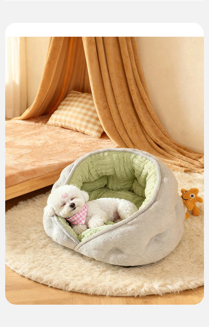Winter Thiened Wrapped Plush Small Dog Sofa Bed Semi-enclosed Skin-friendly Breathable Pet House Teddy Pomeranian Accessories